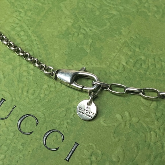 GUCCI Sterling Silver Ghost GG Monogram Necklace 21” Unisex NIB - Picture 7 of 17
